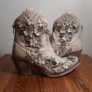 Corral Glitter Floral Short Cowboy Boots